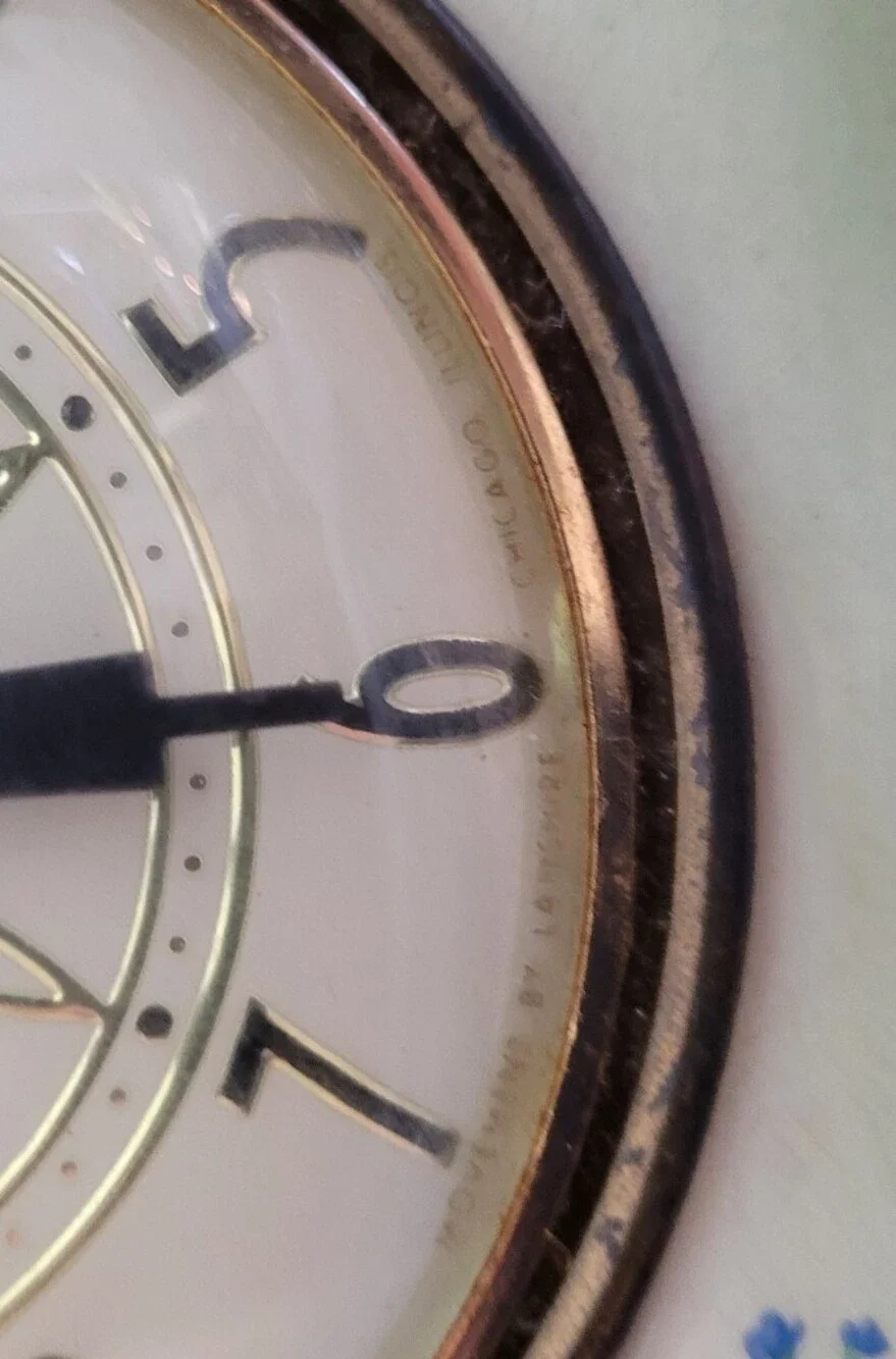 Vintage Royal Oxford China Electric Clock Art Deco Floral 22K Gold - Motor Hums